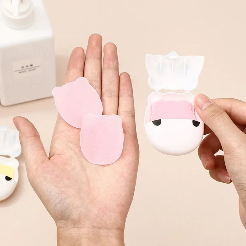 20/50pcs Travel Portable Soap Paper Disposable Hand Soap Cleaner Bath Washing Hands Clean Scented Slice Mini Paper Soap Qme