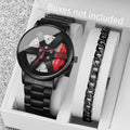 2pcs men's fashion sports watch 3D wheel strap with stainless steel men's watch quartz watch strap set (no box) Qme Red