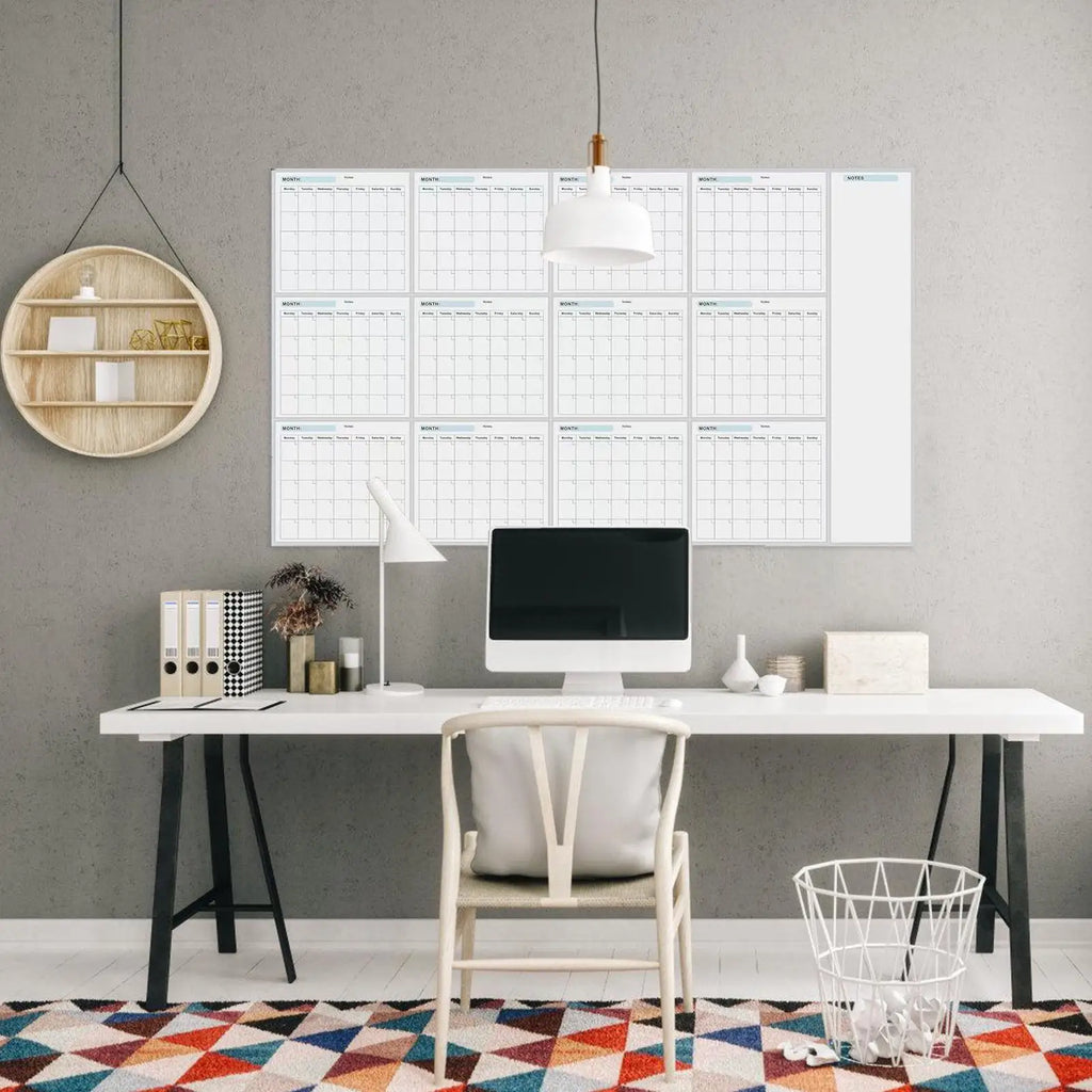 Updated Year Calendar Huge Wet & Dry Erase Schedule Planner Calendar Reusable Blank Whiteboard Yearly Calendar for Home Qme