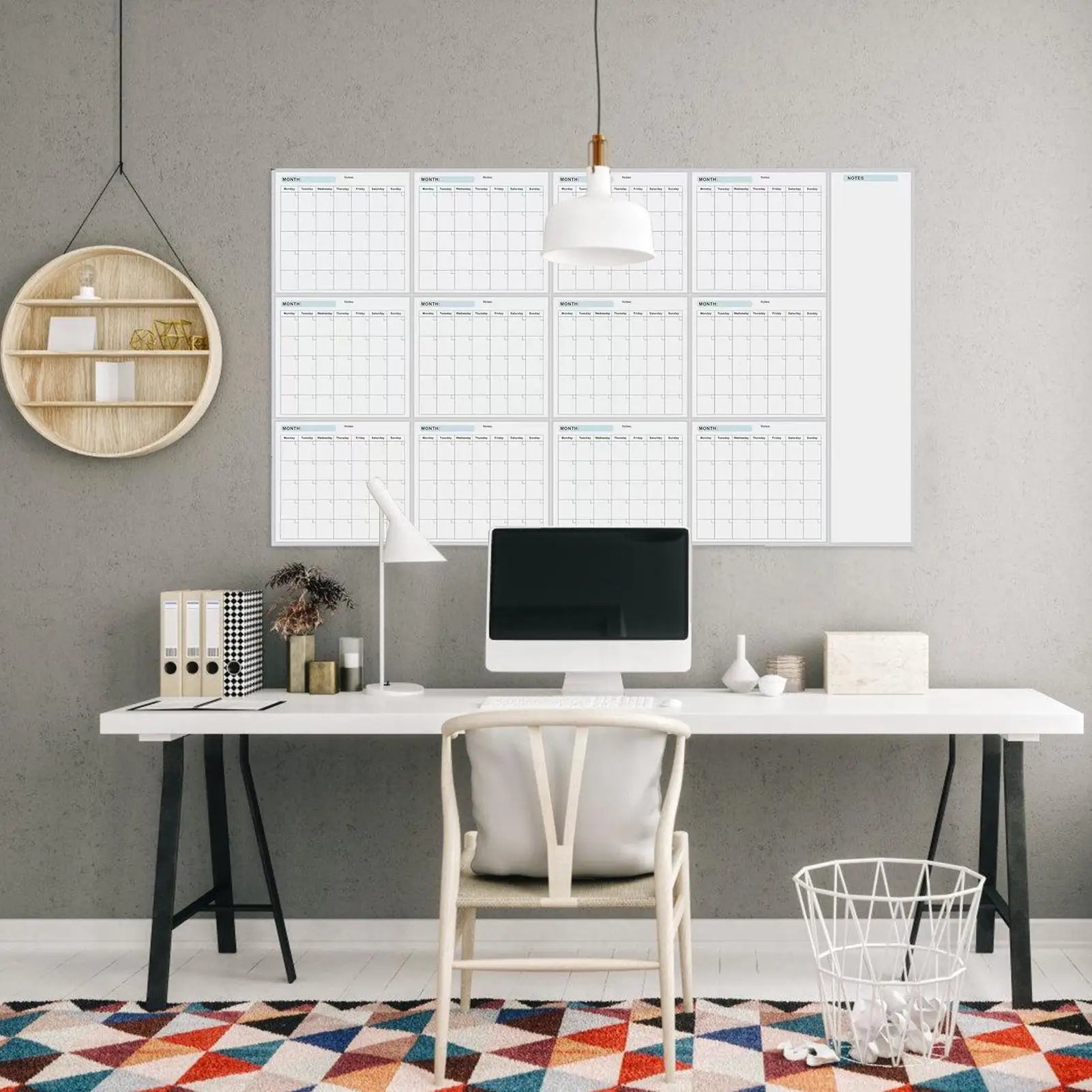 Updated Year Calendar Huge Wet & Dry Erase Schedule Planner Calendar Reusable Blank Whiteboard Yearly Calendar for Home Qme