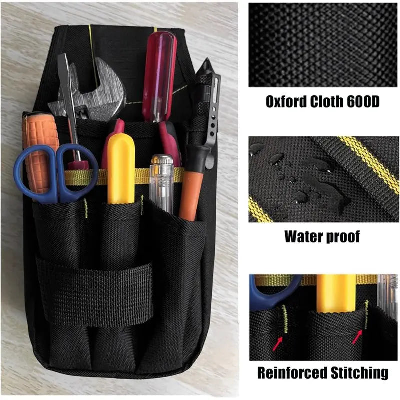 A02F-Multi-Pocket Organizer Tool Pouch With Belt Clip For Electricians Construction Maintenance Qme