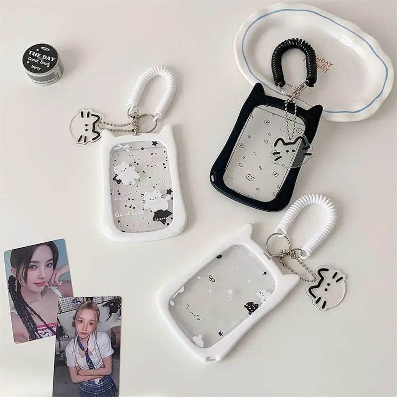 Cute Elastic Rope Idol Photo Storage Display Cat Photocard Holder Qme