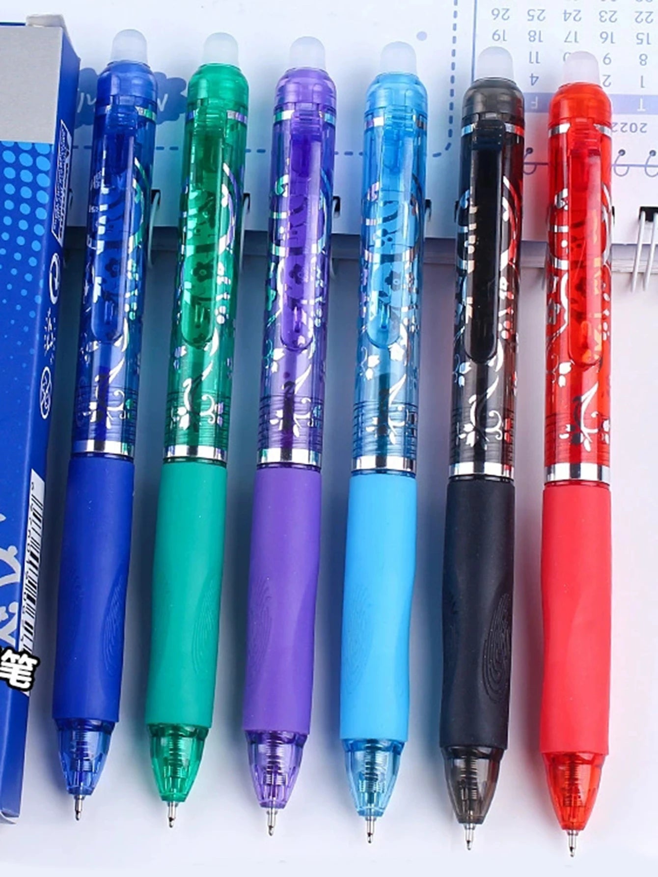 6 Colors Erasable Gel Pen, Refillable & Retractable Gel Ink Pens, ST Tip, 0.5mm Assorted Color Inks Qme