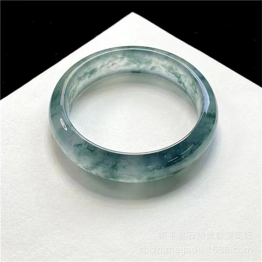 Modern Minimalist Floating Flower Ice Seed Natural Stone Jade Bangle Bracelet for Women's Fashion and Health Jewelry Gift Qme