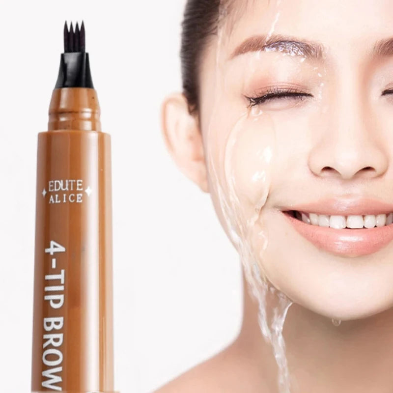 4 Fork Tip Eyebrow Tattoo Pencil 5 Colors Eyebrow Waterproof Pen Long Lasting Natural Dark Brown Liquid Eye Brow Pencil Makeup Qme