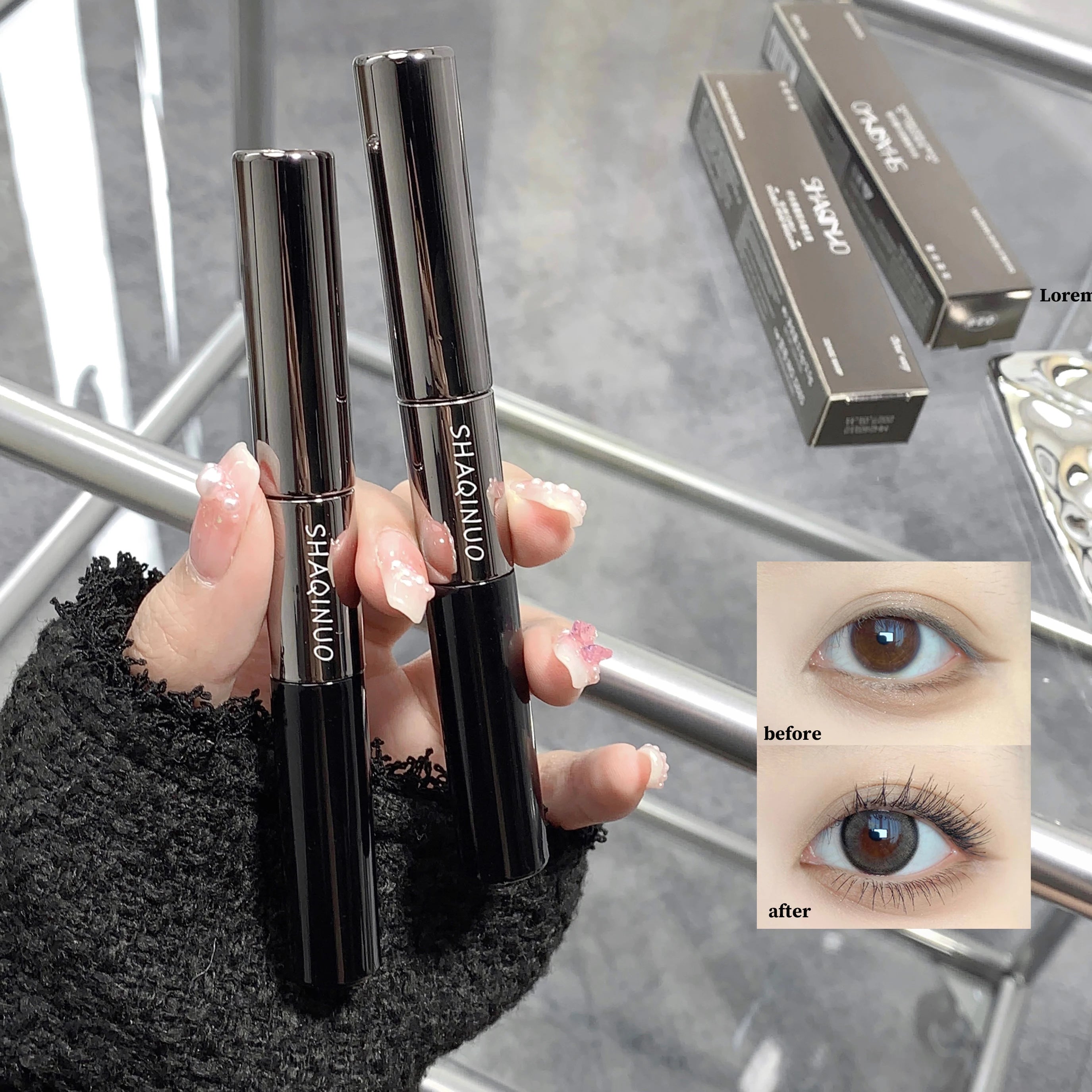 SHAQINUO 1 Volume Length Waterproof Mascara Long Lasting Dual-ended Qme