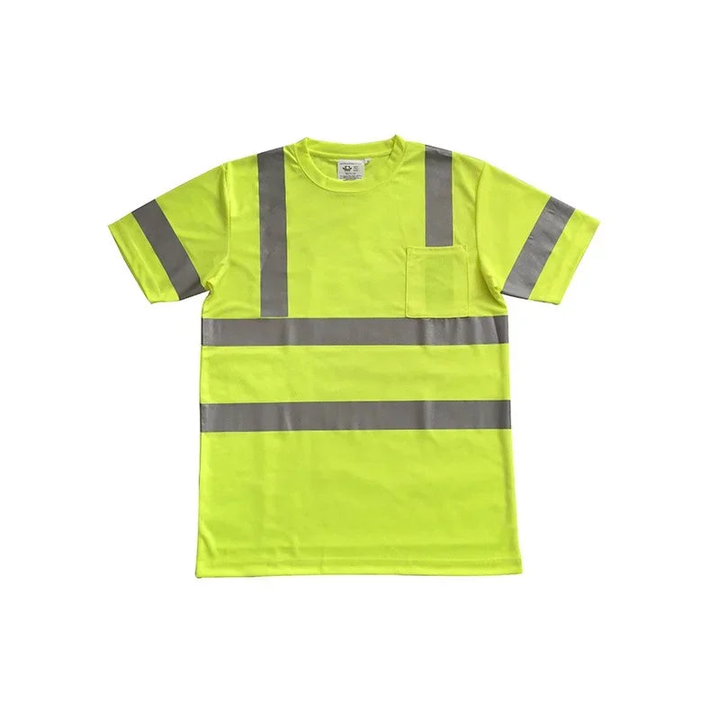 Summer Breathable Quick Dry Outdoor Sports Safety Work T Shirt Fluorescent High Visibility Reflective Qme