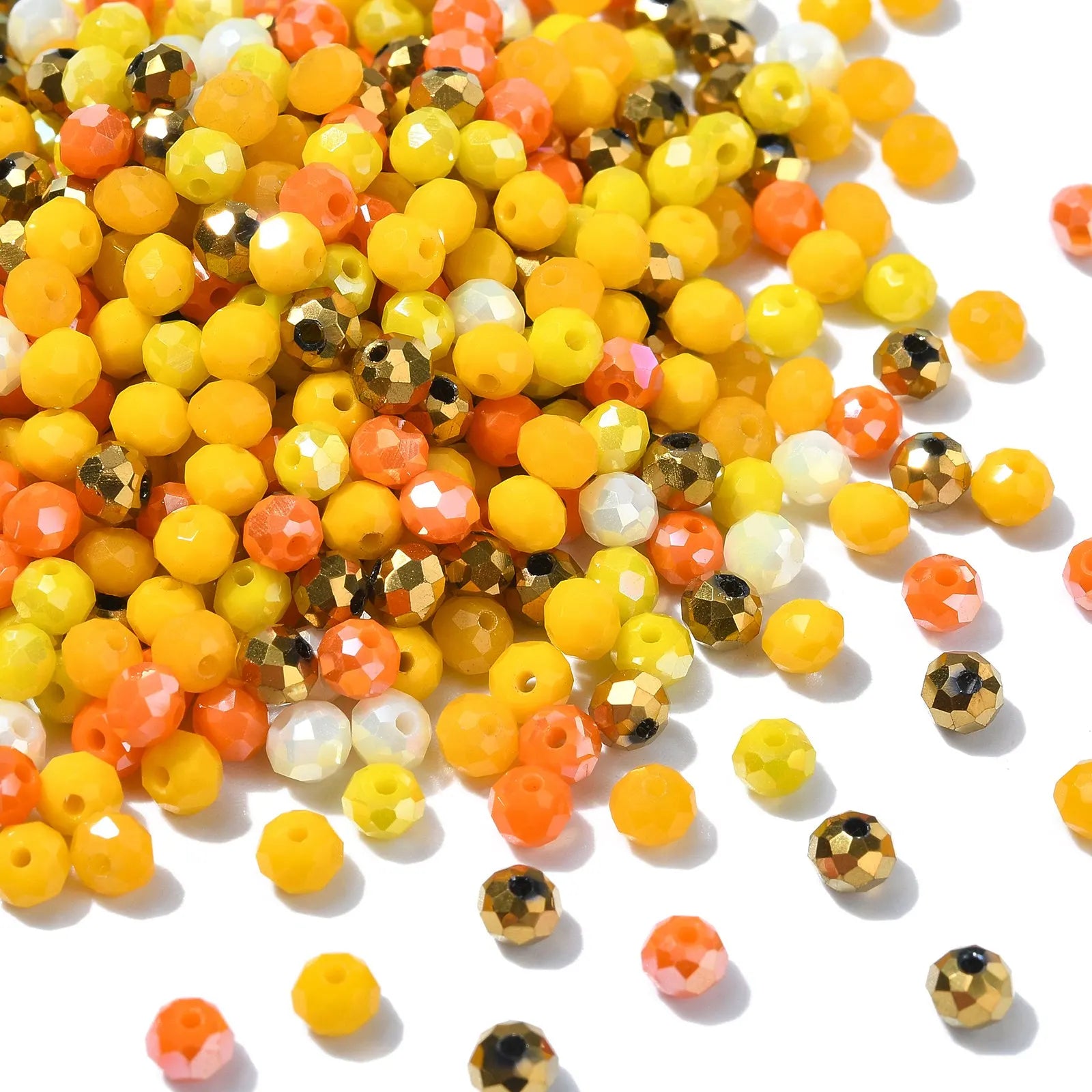PandaHall 500Pcs 4mm Pink Glass Beads Kit Pink Series Crystal Faceted Rondelle Spacer Beads Bulk for Bracelets Jewelry Maki Qme Yellow