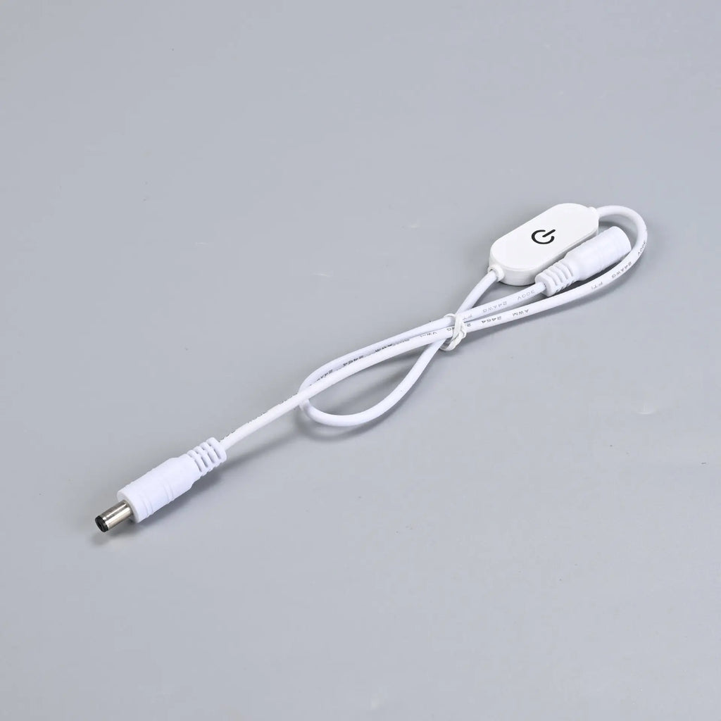 3PCS LED Strip Light 5V USB Cable with Touch Switch Dimmable Monochrome Power Supply Line Qme White-Male Female DC-5.5x2.1mm