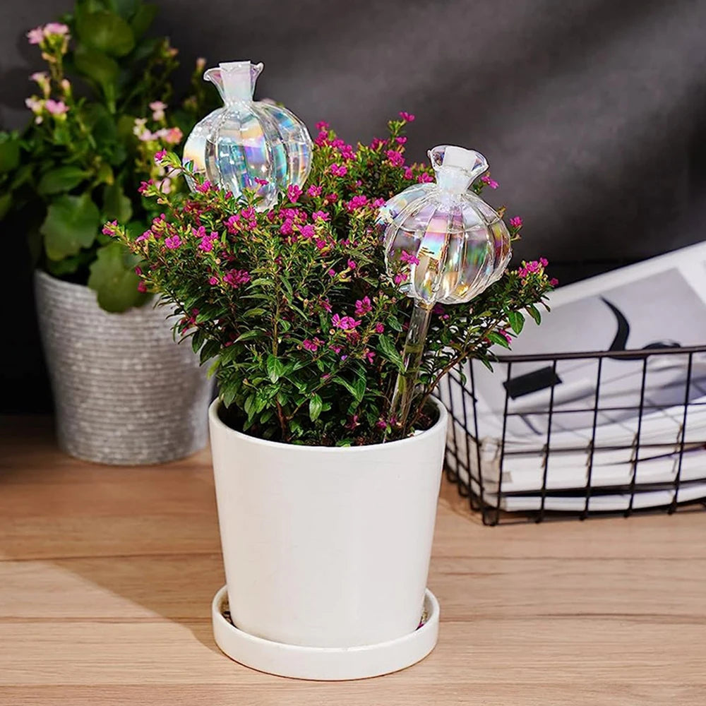 2PCS Pomegranate Flower Watering Machine Glass Creative Modeling Watering Machine Pot Lazy Watering Machine Qme