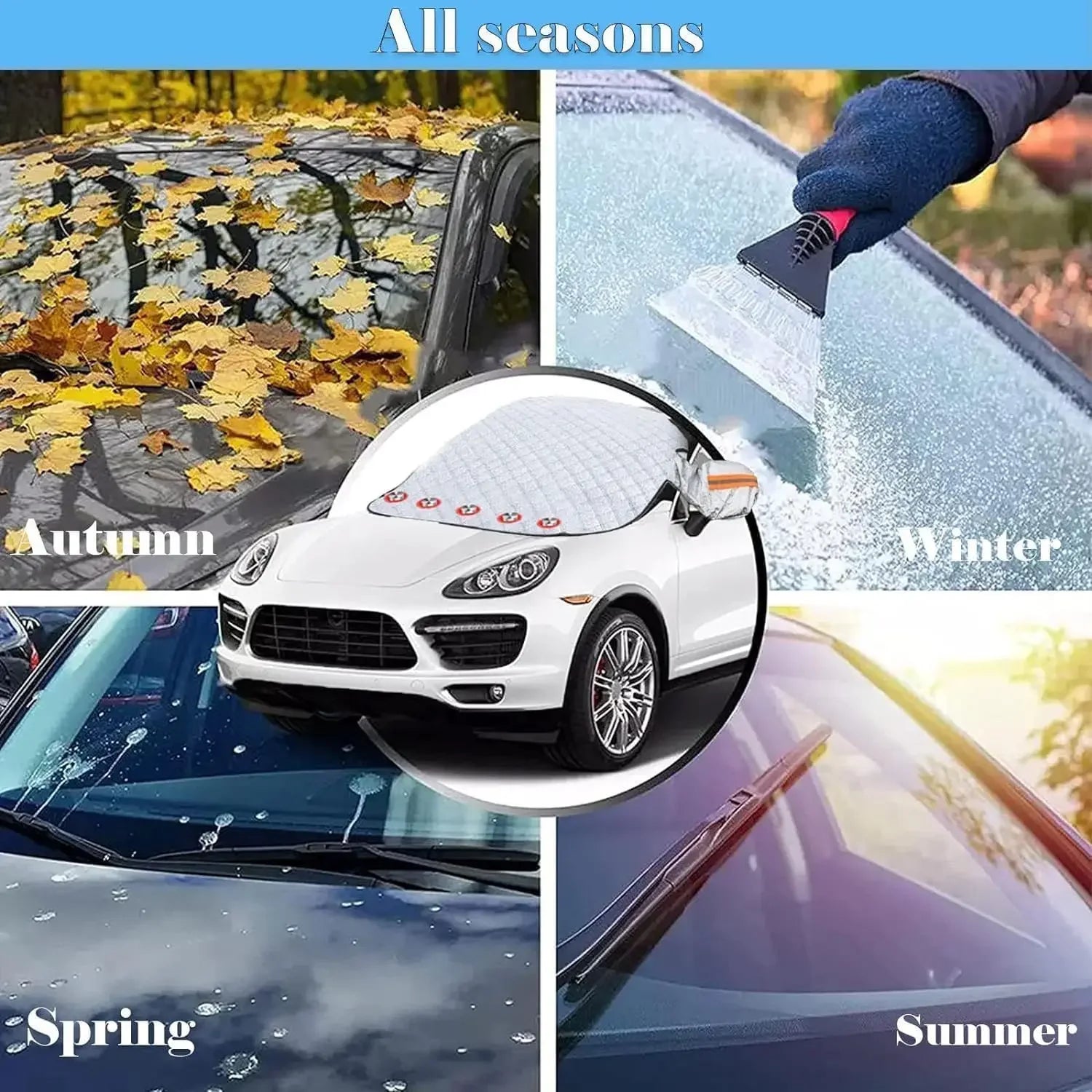 Foldable Car Windshield Sunshade with Storage Pouch,Car Front Window for Top Blocks UV Rays and Sun Heat ,Keeps Vehicle Cooler Qme