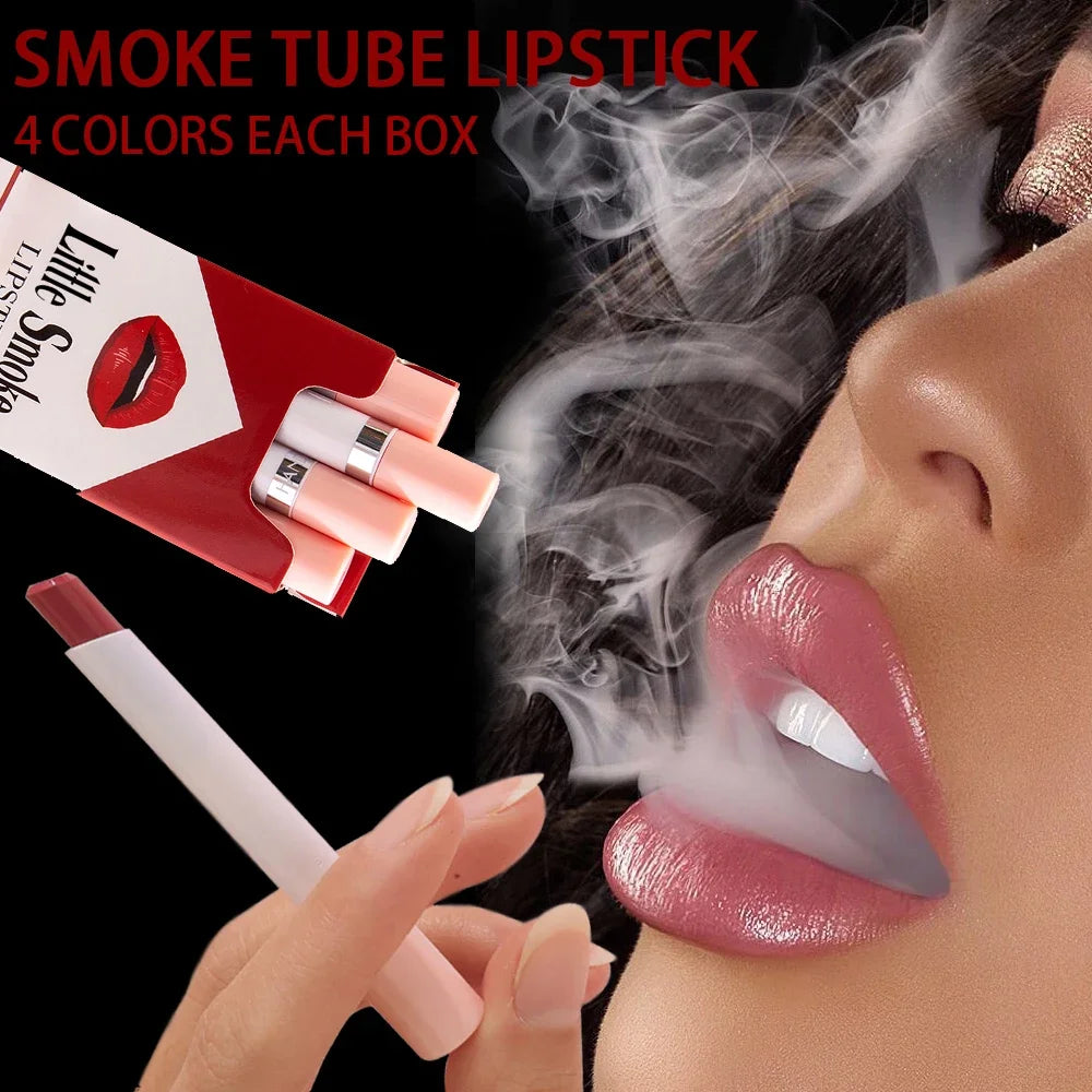Creative Cigarette Lipstick Set 4 Colors Matte Long Lasting Waterproof Matt Lip Stick Tube Nude Red Lips Makeup Qme