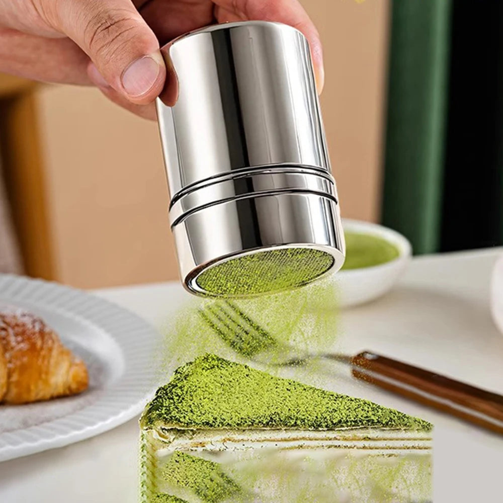 Duster With Cover Cocoa Powder Coffee Stainless Steel Duster Fine Mesh Bucket Seasoning Bottle Home Kitchen Qme