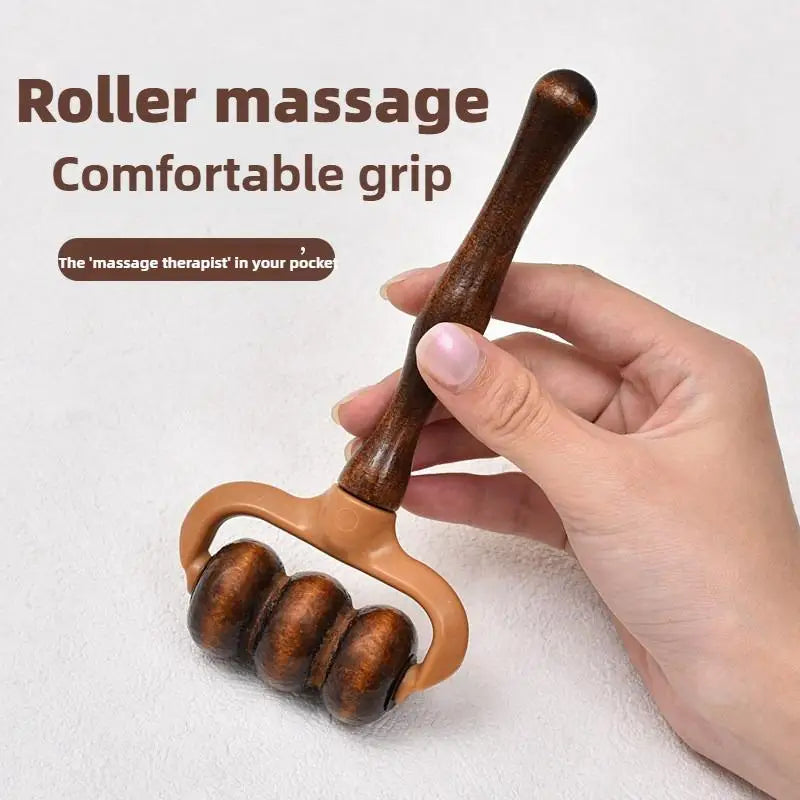 Handheld Wooden Massage Roller Neck Shoulder Head Massager Muscle Qme