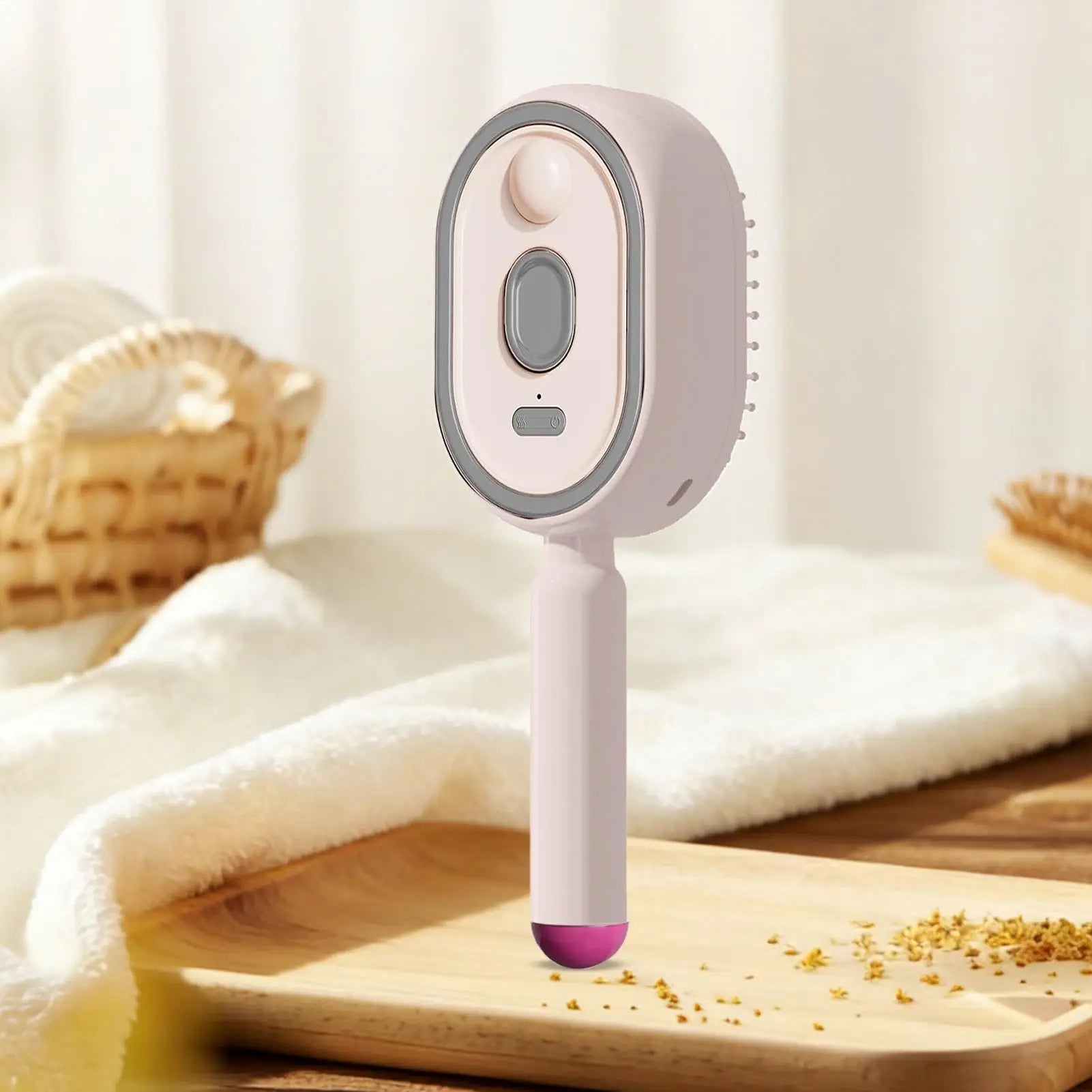 Steam Brush for Hair Rechargeable Detangling Comb with Oil Measuring Cup Steam Straightener Brush for Home Smoothing Curly Thick Qme