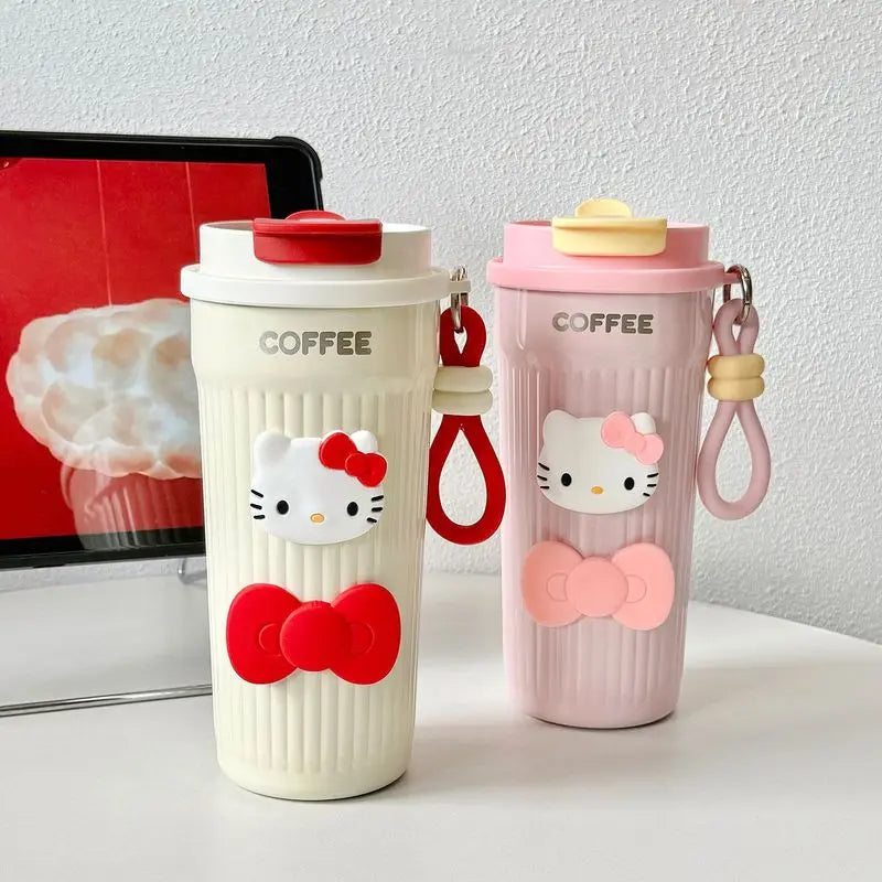 Cute Hello Kitty Insulated Cup Stylish 316 Stainless Steel Straw Cup for Women Large-Capacity, Portable Coffee Cup for Work Qme