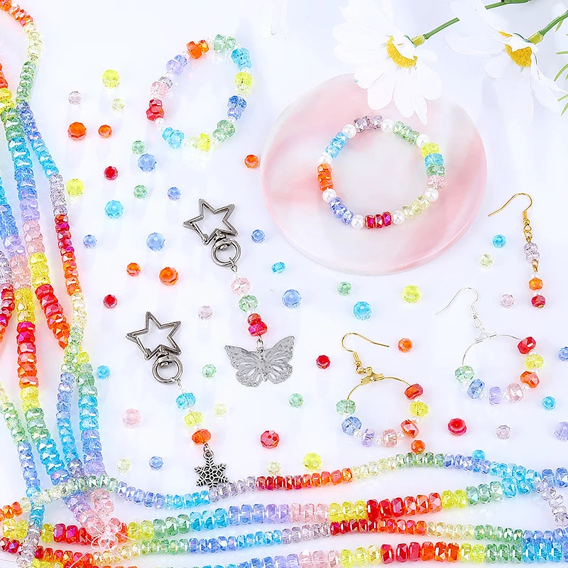 6mm 8mm Premium K9 Crystal Sparkling Rondelle Beads Faceted Glass Wheel Spacer Beads for DIY Bracelets, Necklaces, Earrings Qme
