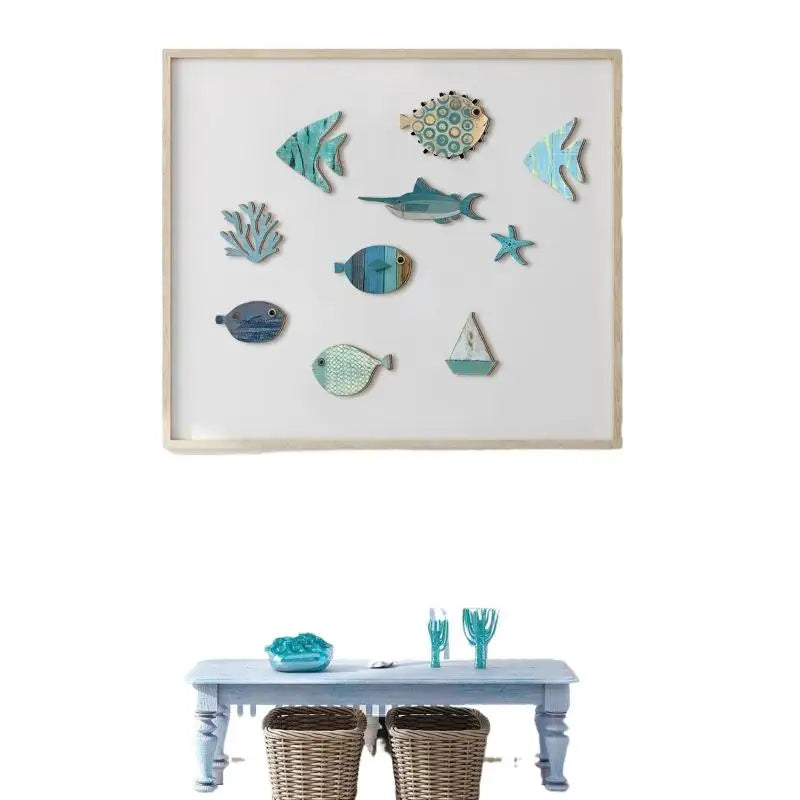 Fish Wall Decor Beach Theme Bathroom Art Nautical Coastal Ocean Qme