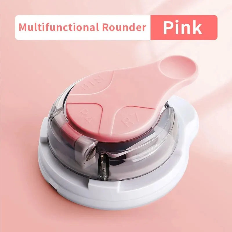 3 in 1 Corner Rounder Punch R4/R7/R10 Chamferer Cutter Corner Photo Card Scrapbook DIY Paper Craft Corner Trimming Tool Qme Pink