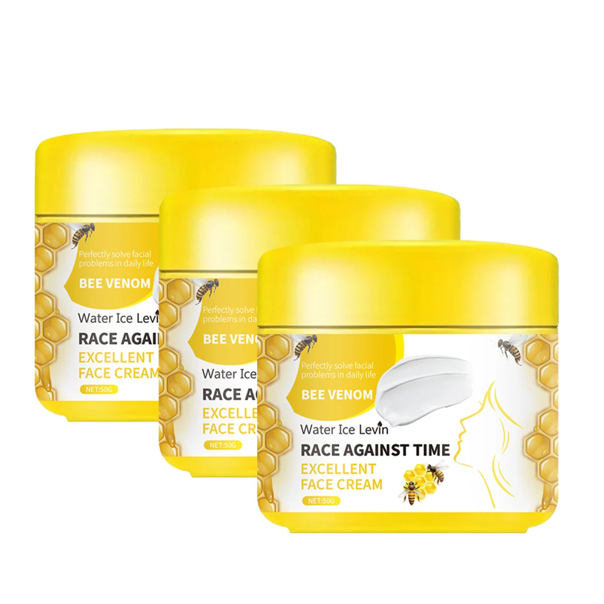 Face Cream with Bee Venom & Niacinamide - Hydrating & Firming Formula with Collagen & Salicylic Acid for All Skin Types Qme GOLD 50g