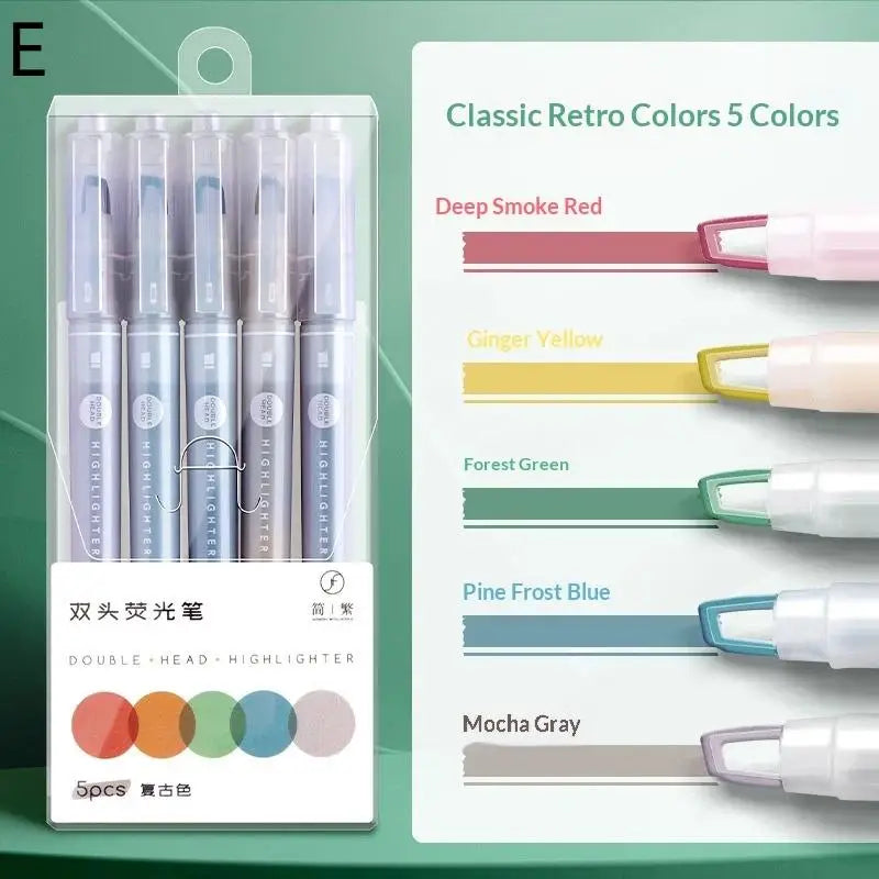 Clear View Highlighter Pens Double Head Soft Light Colors Visible Tip Qme E