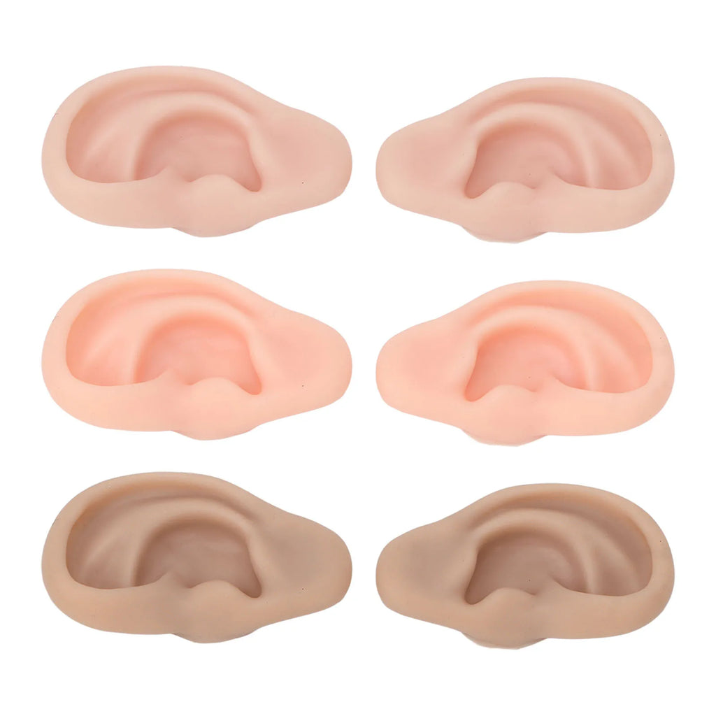 1 Pair Silicone Ear Model Soft Flexible Simulation Ear Model for Earrings Display Ear Piercing Exercise Soft Silicone Ear Model Qme