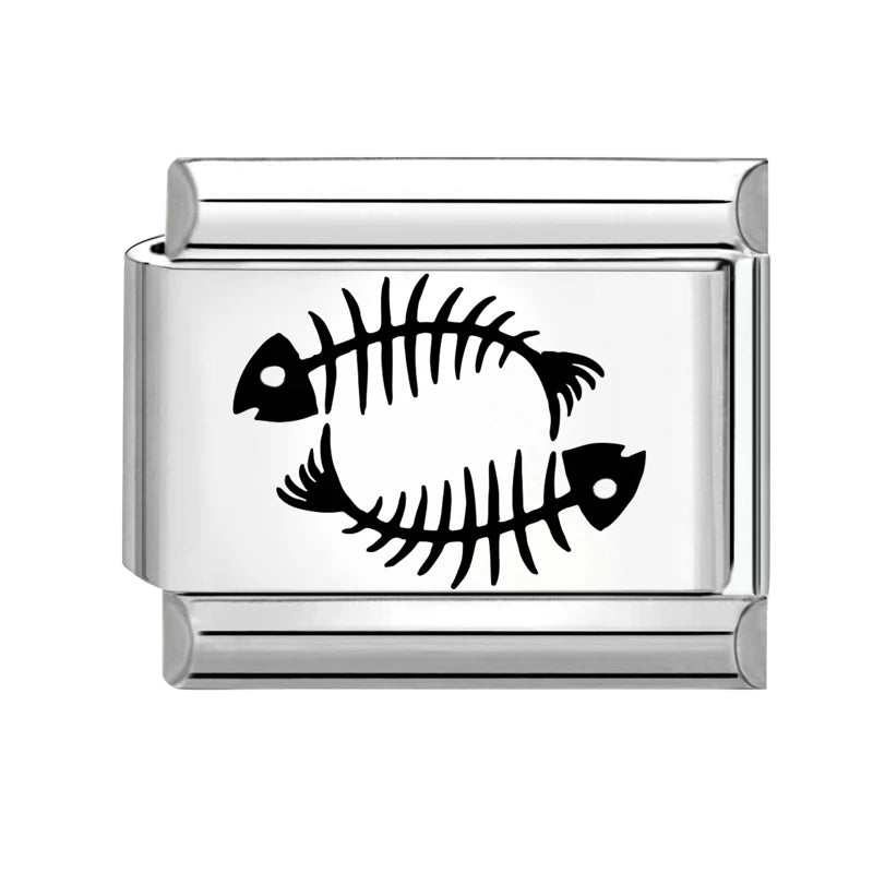 2026 Design Jellyfish Shell Pearl Turtle Laser Engraving Italian Charm Links Stainless Steel Fit 9mm Bracelet Jewelry DIY Making Qme Style 18