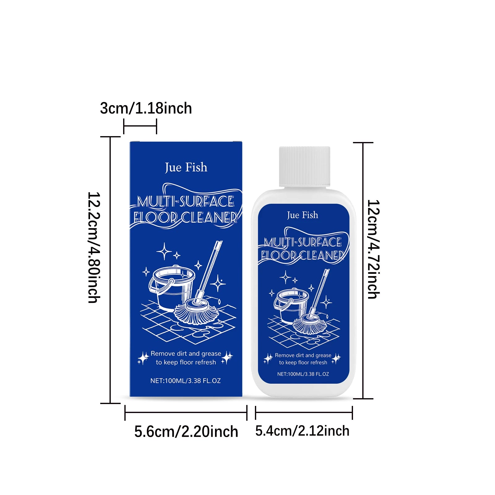 JUE FISH Multi-Surface Floor Cleaner - Powerful Quick Dirt Decomposition for Effortless Cleaning Versatile for Various Floors Qme 100ml