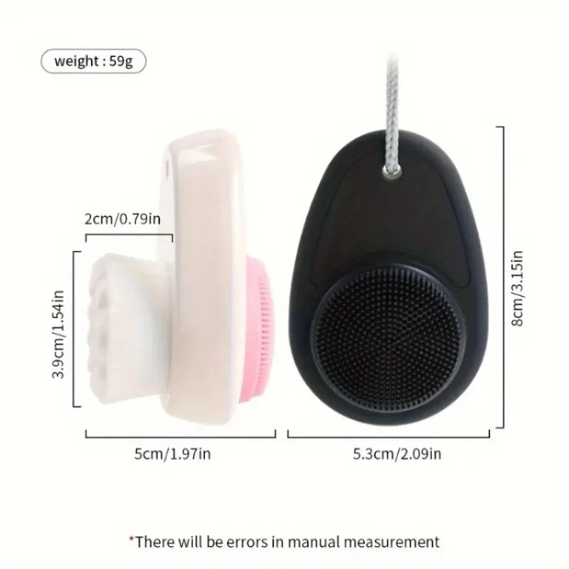 Double Sided Facial Cleansing Brush Soft Nylon Bristles Silicone Head Qme