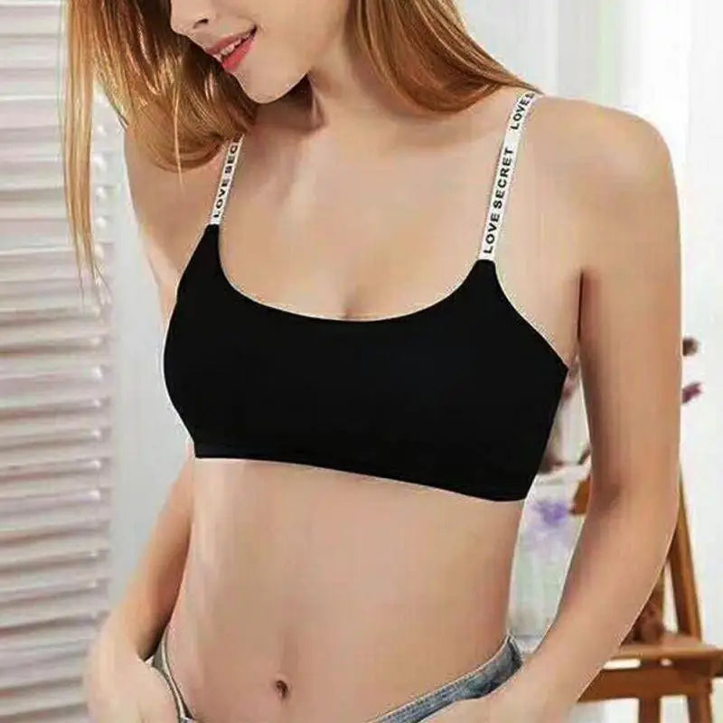 Women's Seamless Tube Bra Letter Strap Anti Exposure Sports Bralette Qme