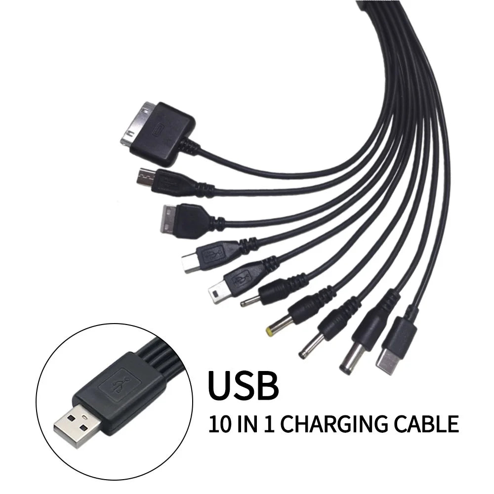 10 In 1 Multi-Function USB Data Cable Universal Phone Charging Cable Portable Multi-head Charging Cable Cord For Samsung Xiaomi Qme