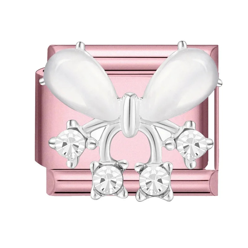 2025 Sweet Zircon Bright Flowers Heart Bows Pink DIY Making Bracelet