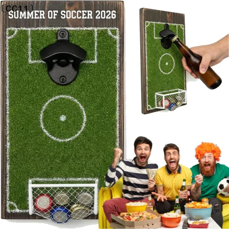 Soccer Field Bottle Opener Wall Decor Magnetic Mounted Beer Cap Qme