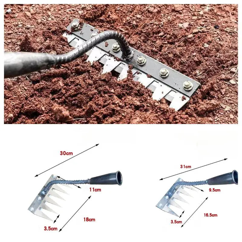 Steel Garden Weeding Rake Multi-use Agricultural Straw Hoe 5 6 Teeth Qme