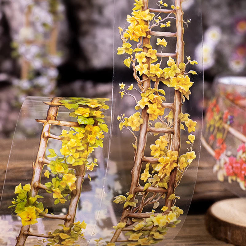 Washi Tape 40mm*2m Flower Ladder Garden Landscaping Tape - Handbook Stationery for DIY Handmade & Scrapbook Diary Decoration Qme