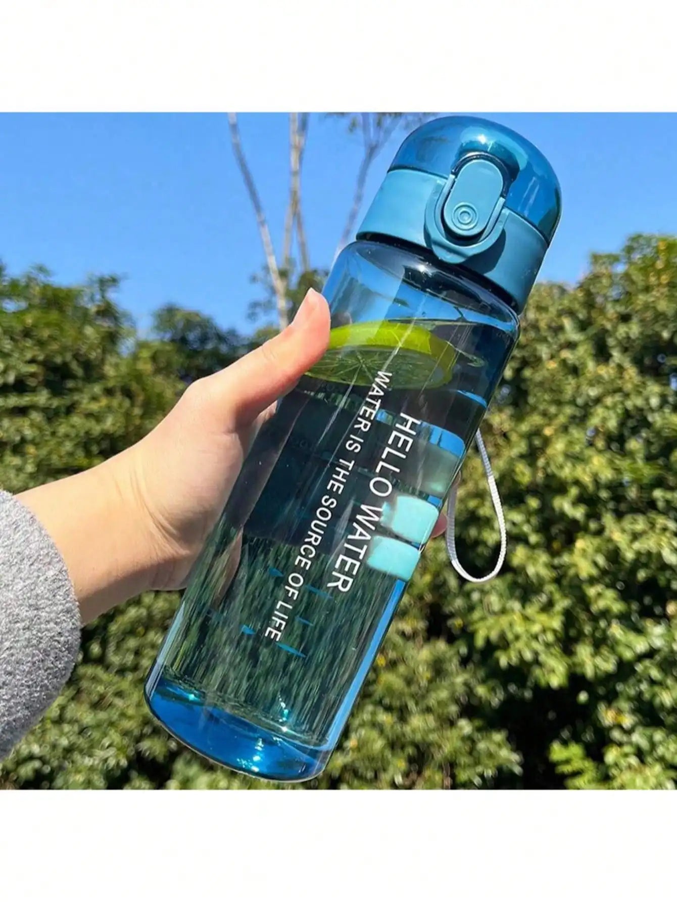 Simple Sports Large Capacity Plastic Water Bottle Boys Girls Student Qme blue >1L