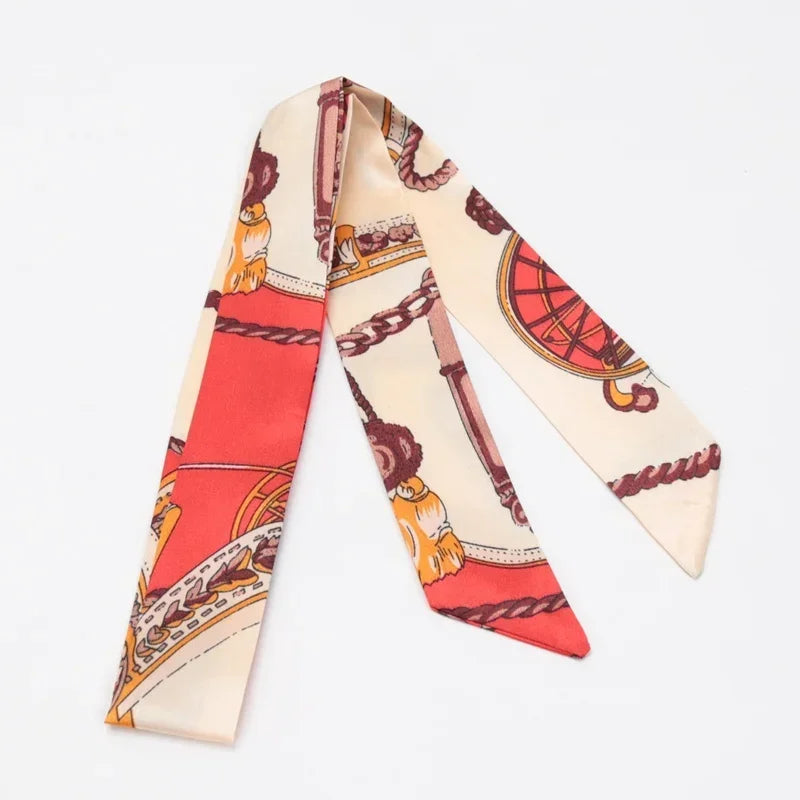 Skinny Scarf Hair Small Women Simple Handle Ribbon Fashion Printing