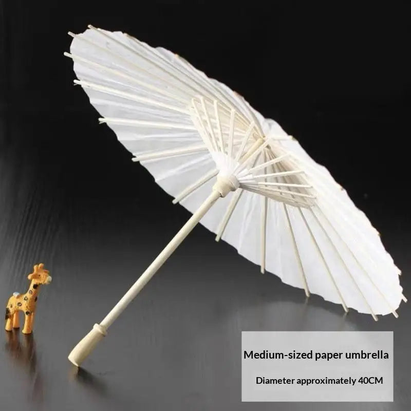 20/30/40/60/84CM Paper Umbrella Blank DIY Handmade Painting Supplies Long-handle Blank Photography Prop Qme 40cm