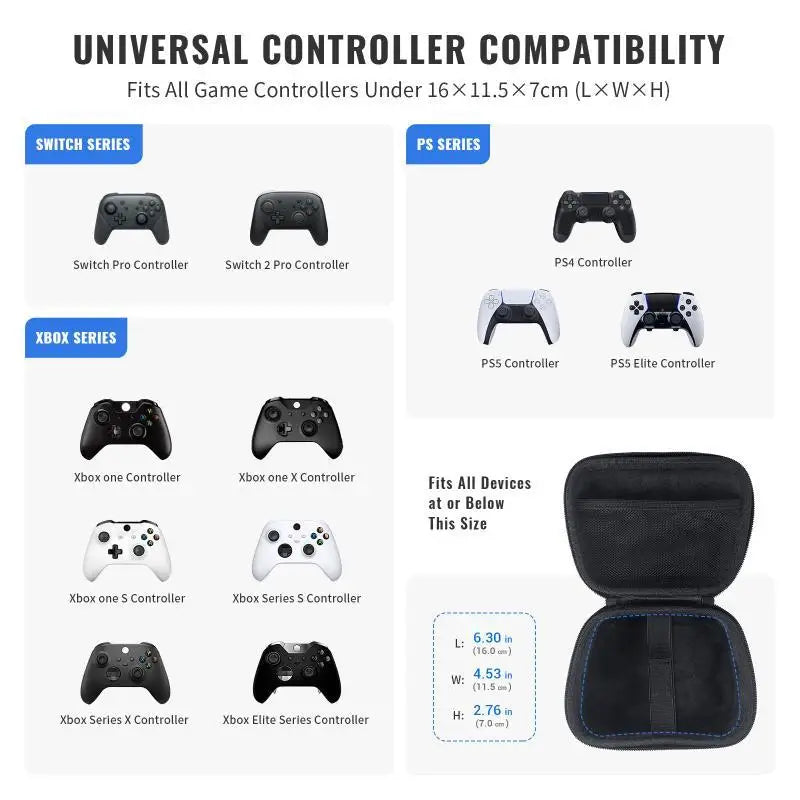 Universal Game Controller Carrying Case Portable EVA Protective Bag Qme
