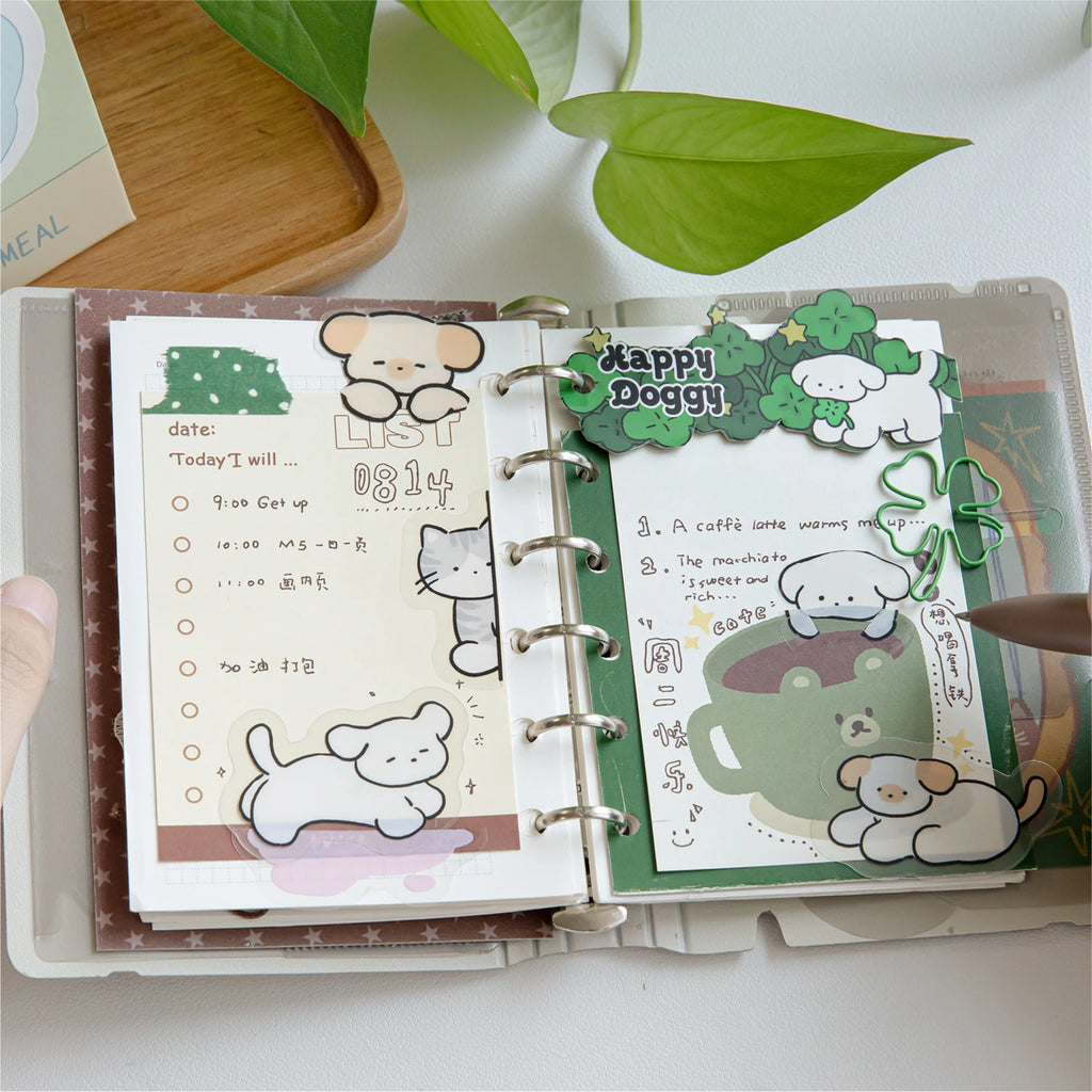 80 Sheets/4Bag Cute Pet Life Theme PET White Ink Stickers, Suitable for DIY, Scrapbooking, Phone Cases, Notebooks & Other Decor Qme