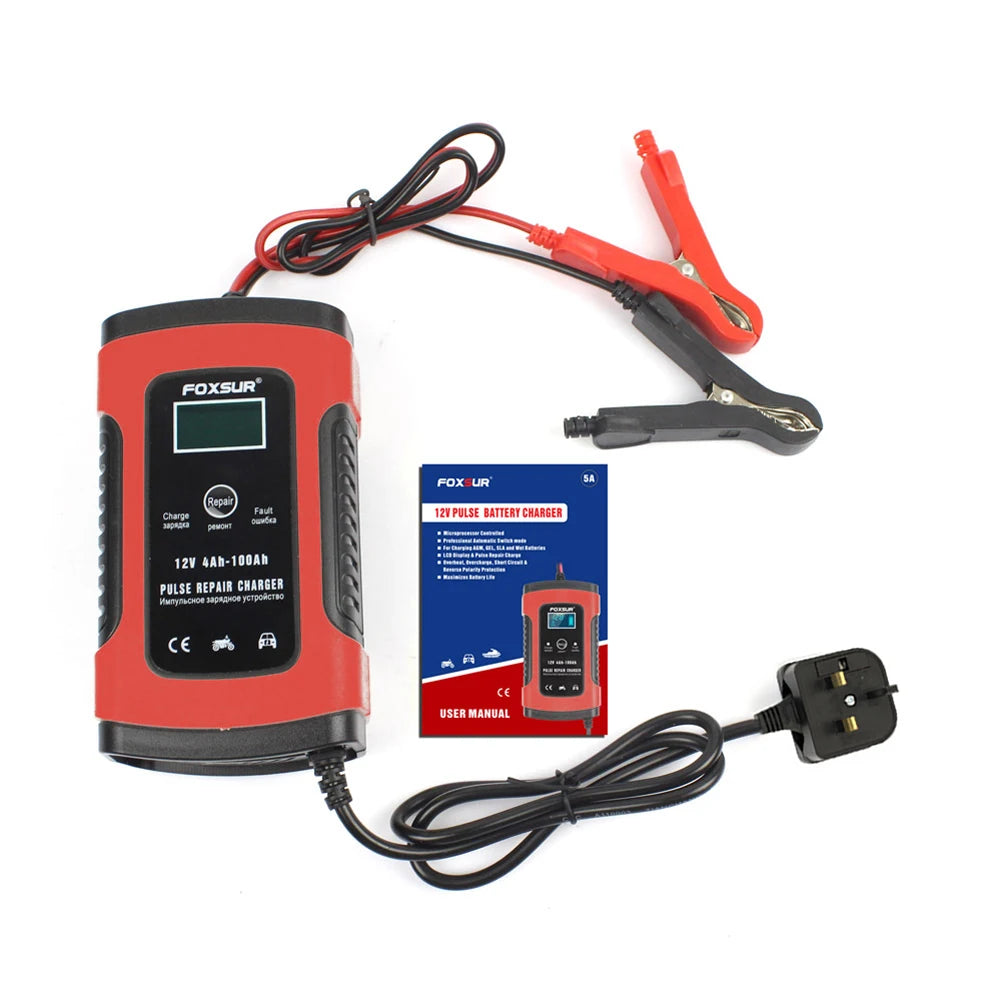 Portable Auto Power Supply with LCD Display Electrical Supply Charger Pulse Repair for Motorcycle SUV for Truck Motorcycle ATV Qme