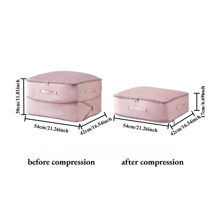 Self Compressing Vacuum Storage Bag Heavy Duty Portable Organizer Qme Pink 1Pc