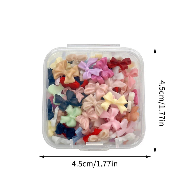 1Box Mixed Ribbon Bow Nail Charm Resin Art DIY Nails Accessories Qme