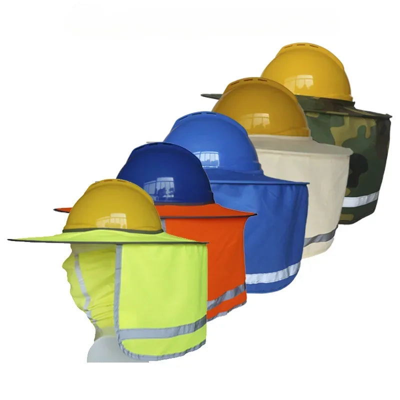 Outdoor Construction High Visibility Sun Neck Shield Full Mesh Safety Hard Hat with Sun Shade Neck Protection for Men Qme