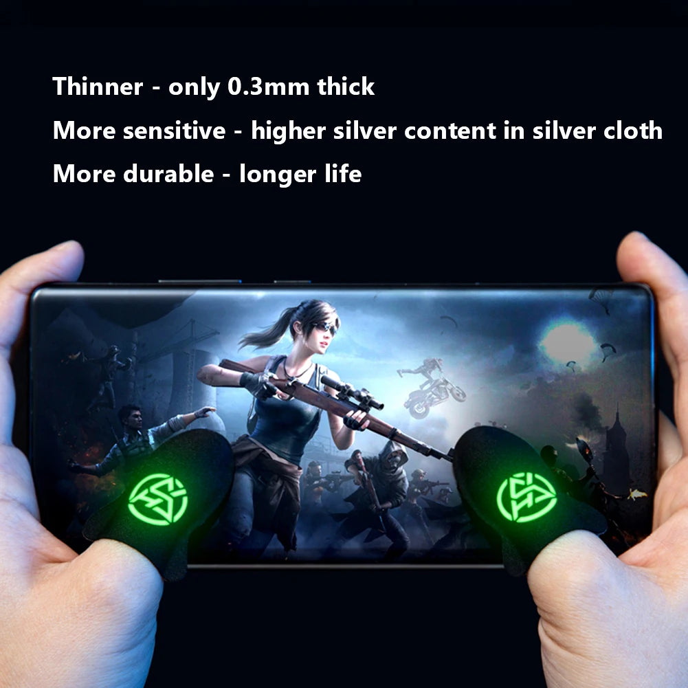 1 Pair Finger Thumb Sleeve Gloves Breathable Sweat Proof Luminous Fingertip Cover Anti Slip 0.3mm Ultra-thin for PUBG Mobile Qme