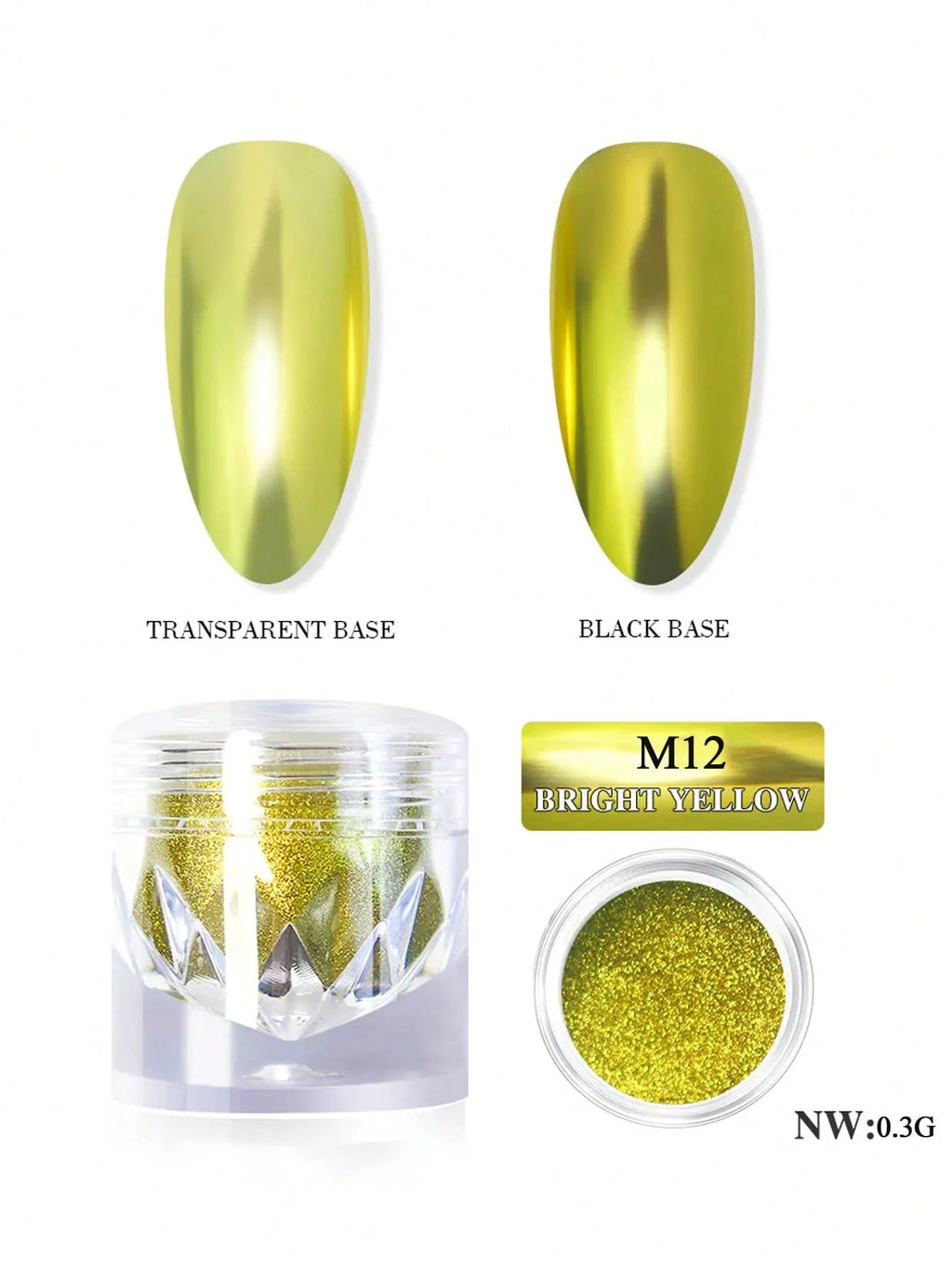 1 Magic Mirror Chrome Nail Powder Sparkling Glitter Decoration Qme M12