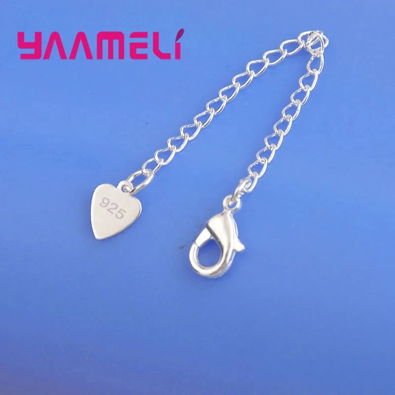 10X Wholesale Fashion Jewelry Findings Extension Chains 925 Heart Tag Sterling Silver Color Lobster Clasps For Necklace Bracelet Qme