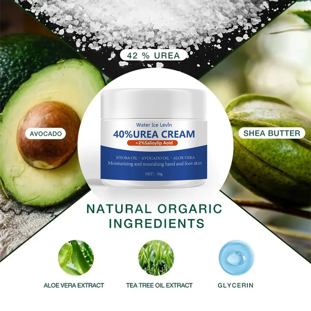 50g Ultra Moisturizing 40% Urea Aloe Vera Foot Cream to Soften Cracked Feet - Gentle Exfoliating Daily Foot Care Solution Qme