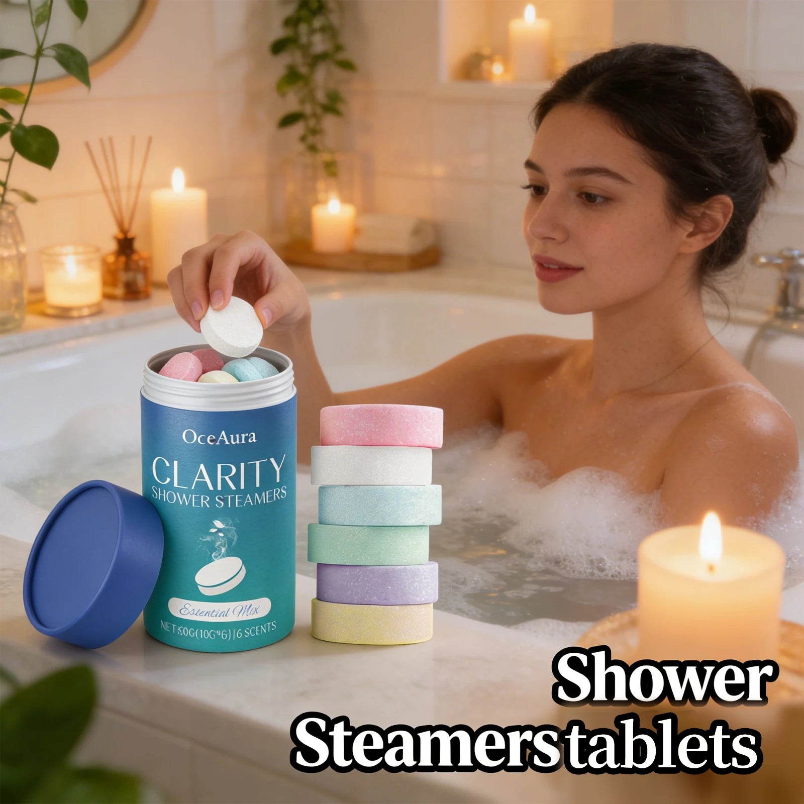 Shower Steamers Tablets Aromatherapy Relief Physical Fatigue Stress Improve Mood Enhance Sleep Quality Relaxing Bath Tablets Set Qme