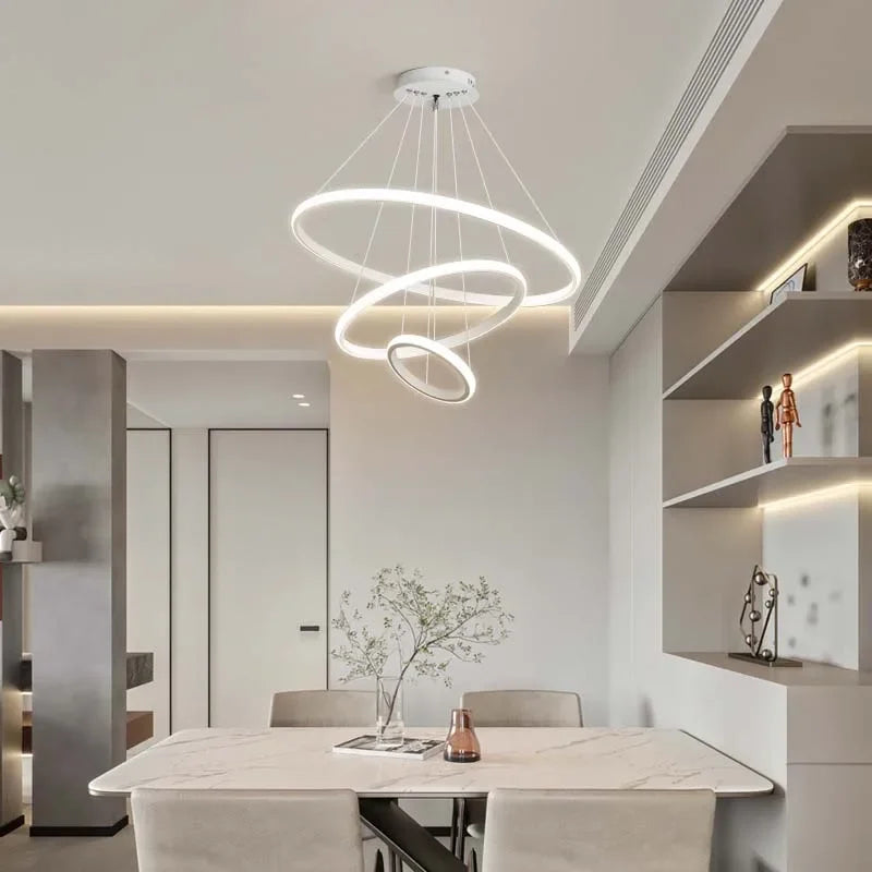 Modern led dining room chandeliers simple ring chandelier living bedroom Lights home indoor lighting decorative Pendant Lamps Qme